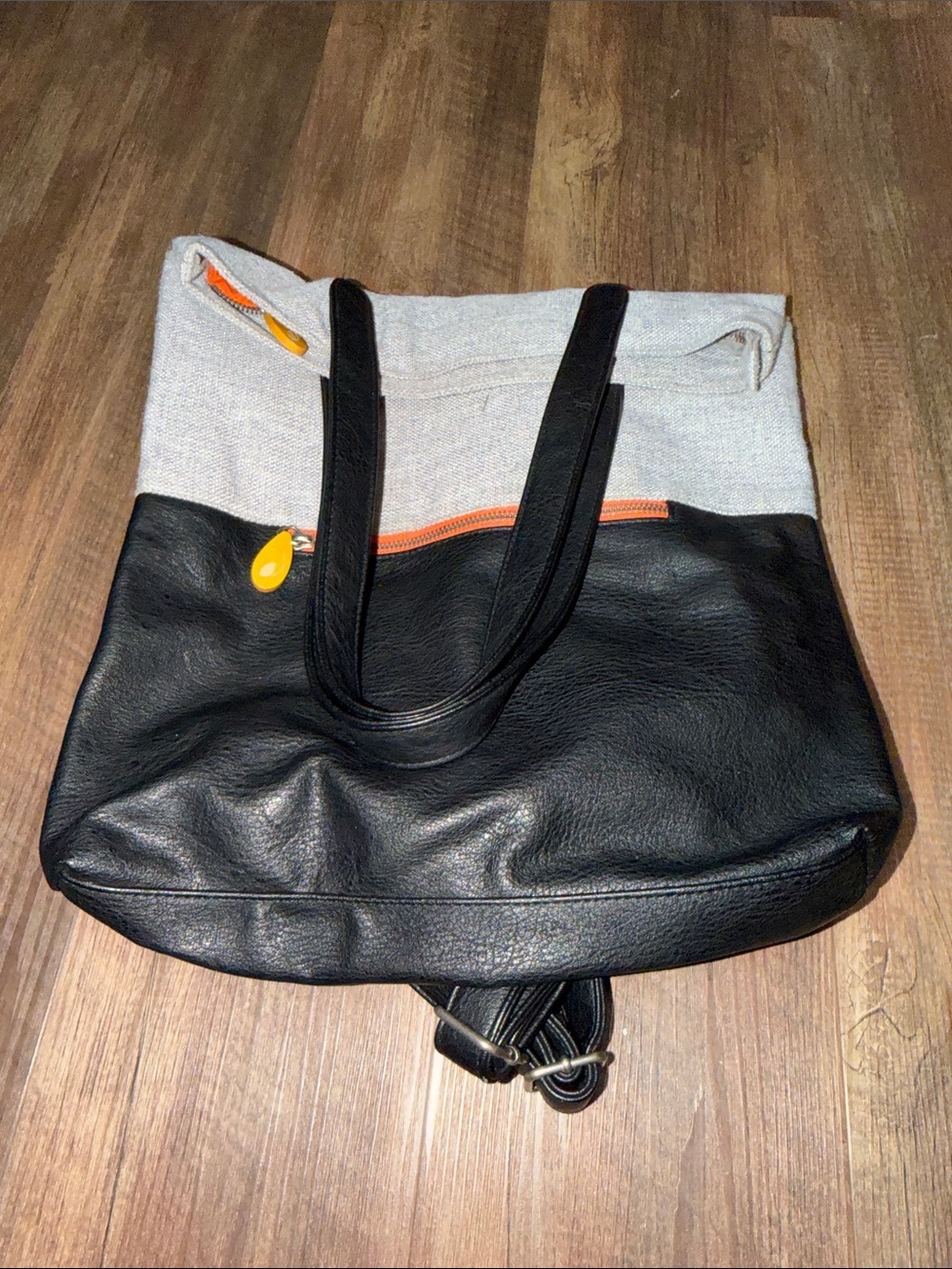 Canopy Verde Gray Tweed/Black Convertible Backpack Eco Friendly Vegan Leather